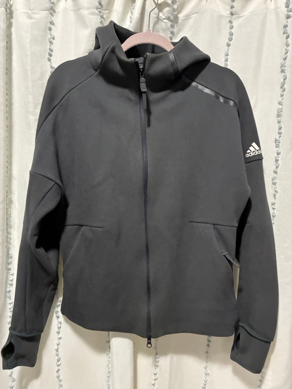 Dark gray Adidas textured hoodie women’s size medium
